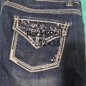 Rock & Roll Blue Jeans with Embellished Pockets